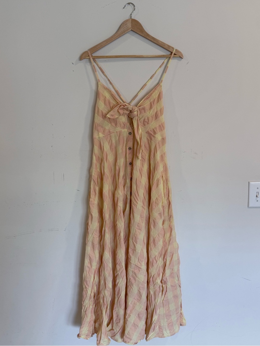 Free People Yellow and Peach Via Midi Dress